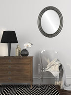 OVALCREST Oval Beveled Wall Mirror for Home Decor - Florence Style - Black Silver - 32" x 26"