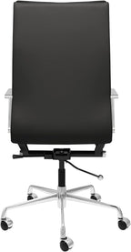 Laura Davidson Furniture Lexi II Padded Office Chair - Tall Back Desk Chair with Aluminum Arm Rest, Swivel & Cushion Availability, Made of Faux Leather, Black, Computer Chair