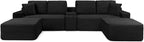 150" Oversized Modular Sectional Sofa,Deep Seat Cloud Corduroy Boneless Couch with Cup Holders,USB Ports, Wireless Charging & Storage Box,Upholstered Modular Sleeper Sofa for Living Room (Black)
