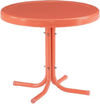 Crosley Furniture Griffith Weather Resistant Retro Metal Outdoor Side Table for Patio, Deck, Porch, Coral Gloss