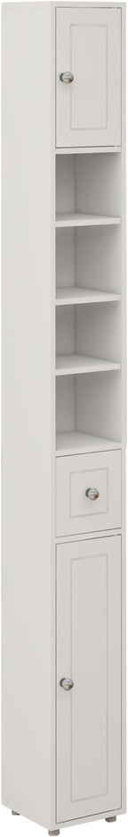 Tall Slim Bathroom Storage Cabinet, 71" Freestanding Bathroom Cabinet w/ 2 Doors, 1 Drawer, 4 Adjustable Shelves, Floor Narrow Tower Cabinet for Small Spaces