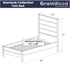 Grain Wood Furniture Montauk Solid Wood Bed, Twin Size, Rustic Off-White