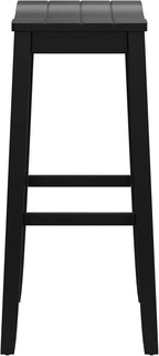 Hillsdale Fiddler Wood Backless Bar Height Stool with Saddle-Style Seat, Black