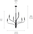 KICHLER Livadia 6-Light Chandelier, Soft Modern-Light in Black, for Foyer, Great Room, or Vaulted Dining or Bedroom (33" x 36.25"), 52673BK