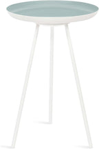 Kate and Laurel Laranya Modern Side Table; 15 x 15 x 23; Blue and White; Chic Minimalist Bedroom Nightstand Table with Hand-Applied Enamel Tabletop