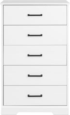 Prepac Rustic Ridge Farmhouse Dresser, White Dresser for Bedroom, Chest of Drawers with 5 Drawers 18.5" D x 27.5" W x 43.5" H, WBDR-1605-1