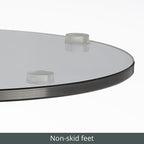 mDesign Glass Top Side/End Drink Table - Tall Modern Round Accent Metal Nightstand Furniture for Living Room, Dorm, Home Office, and Bedroom - 9" Round - Dark Smoke Gray/Black