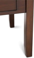 SIMPLIHOME Artisan Coffee Table - 46 inch Wide Solid Wood Transitional Cocktail Table in Russet Brown, Classic Living Room Table with 2 Drawers, Open Shelf, and Square Brushed Nickel Knobs