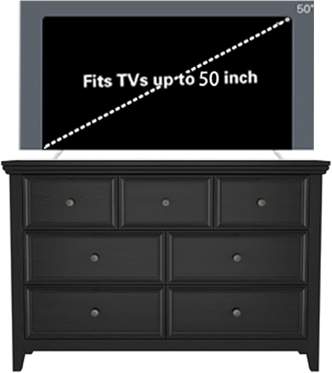 Black Dresser for Bedroom,7 Drawer Dresser, Modern 7 Chest of Drawers for Living Room, Farmhouse Style Storage Cabinet for Living Room, Dining Room, Entryway