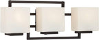 Possini Euro Design Lighting on The Square Modern Wall Mount Light Bronze Metal Hardwired 21" Wide 3-Light Fixture Geometric Opal Glass Shades for Bathroom Vanity Mirror House Home Room Decor