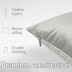 lalaLOOM Velvet Throw Pillow Covers, Set of 2 Decorative Square Pillows Home Decor, Soft Accent Cases, Silky Machine Washable Pillowcases for Sofa, Couch, Bedroom, Living Room, 16x16, Light Gray