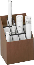 Safco 3079 Vertical Roll File, 12 Compartment, Walnut | Sturdy Corrugated Fiberboard | Grandstand Design | Wood Grain Finish | Office, Home & Classroom Workspace Organization