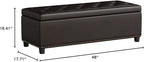 SIMPLIHOME Hamilton 48 inch Wide Transitional Rectangle Storage Ottoman in Coffee Brown Vegan Faux Leather, Assembled, For the Living Room, Entryway and Family Room