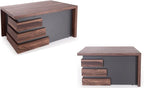 71" Wood Office Furniture Set of 3pcs | Executive Right Side L Shaped Corner Desk & File Drawers w/Telescopic Rail | Coffee Table | Storage Cabinet w/Chrome Handles | Modern Home Workstation