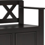 SIMPLIHOME Amherst Entryway Storage Bench - 36 inch Wide Solid Wood Small Hallway Seat in Hickory Brown, Transitional Bench for Entryway or Living Room with Lift-Up Lid and Compact Storage