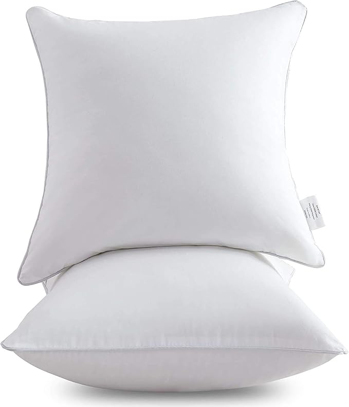 Leeden 22 x 22 Pillow Inserts (Set of 2) - Throw Pillow Inserts with 100% Cotton Cover - 22 Inch Square Decorative Pillows for Sofa, Couch, Bed and Home Decor