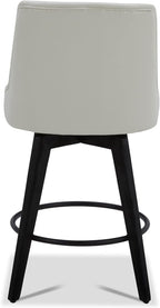 Watson & Whitely Modern Swivel Bar Stools, Faux Leather Upholstered Counter Height Bar Stool with Back, Solid Wood Legs, 26" H Seat, Set of 2, White