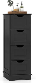 Giantex Bathroom Storage Cabinet with 4 Drawers, 32" Freestanding Storage Organizer Unit with Cutout Handles, Anti-Tipping Device, Narrow Floor Cabinet for Hallway, Living Room, Entryway (Black)