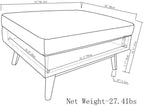 SIMPLIHOME Owen 34 inch Wide Mid Century Modern Rectangle Coffee Table Storage Ottoman in Cloud Grey Polyester Fabric, Assembled, For the Living Room, Entryway and Family Room