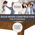 DG Casa Vandermark Solid Wood Easy Install Queen Bed Frame with Unique Headboard and Wooden Slat Support Included No Box Spring Required - Beige Walnut