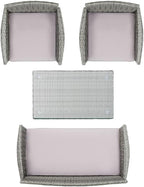 SAFAVIEH PAT7506B Collection Bandele Grey 4-Piece Outdoor Living Patio Set