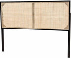 Rustic Romance Modern Bohemian Black Finished Bayur Wood and Natural Size Headboard 62.2L x 2D x 40.2H Inches Adjustable Height Traditional Design