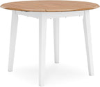 Signature Design by Ashley Gesthaven Farmhouse Dining Drop Leaf Table with 4 Legs, Light Brown & White