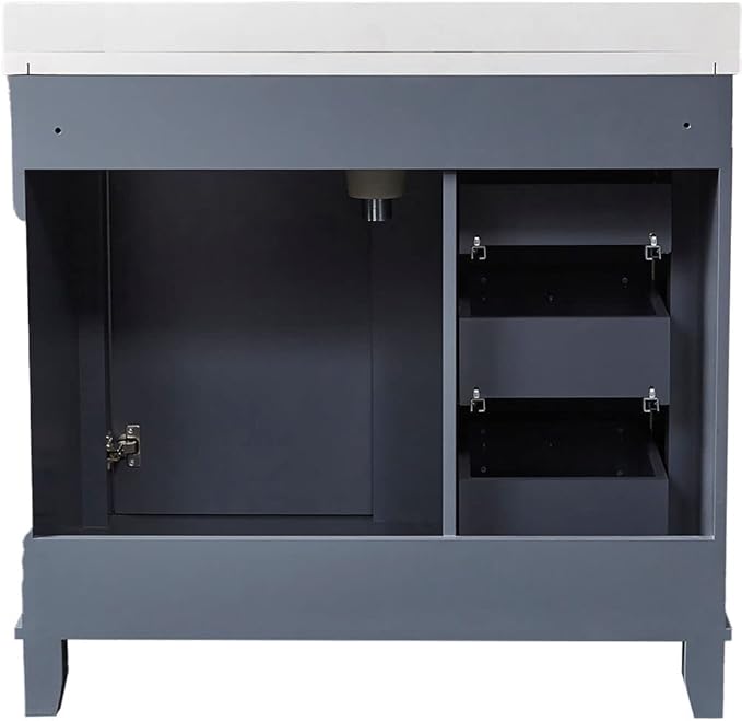 Hanover Ambridge 36'' Vanity Cabinet with Sink Combo for Bathroom, Powder Room | Pre-Assembled Cabinet | 1 Door, 3 Drawers | Artificial Stone Countertop, Gray Cabinet