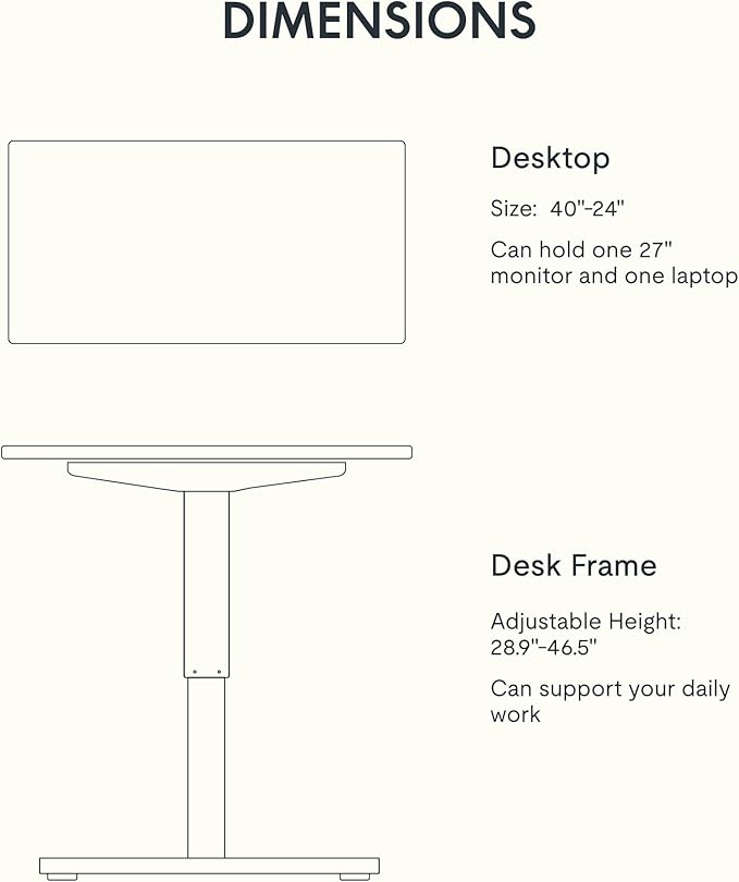 FLEXISPOT EN1 One-Piece Standing Desk 40"x24" Maple - Home Office Use, Height Adjustable with 4 Memory Presets, Supports Multiple Monitors, White Frame + Maple Top
