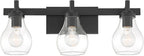 Possini Euro Design Danvers Modern Wall Light Black Metal Hardwired 22 1/2" 3-Light Fixture Clear Globe Glass Shades for Bedroom Bathroom Vanity Reading Living Family Room Hallway House Home Decor