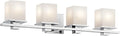 Kichler Tully 32" Vanity Light in Chrome, 4-Light Modern Bathroom Light with Satin Etched Cased Opal Glass, (32" W x 6.5" H), 45152CH