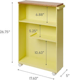 YAMAZAKI Home Slim Rolling Storage Cart – Narrow Bathroom Storage Cabinet with Handle, Slim Bathroom Storage Cart with Wheels, Easy Assembly, Steel + Wood, Yellow