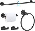 TNOMS 5 Pieces Towel Bar Set Matte Black Bathroom Hardware Accessories Set Stainless Steel Towel Racks Set for Bathroom,Wall Mounted 23.6 Inch Bathroom Hardware Set