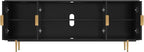 66" Modern TV Stand for TVs up to 75",TV Cabinet with Glass Door,Entertainment Center with Storage,Television Stands with Gold Legs,Media Console for Bedroom,Living Room,Black