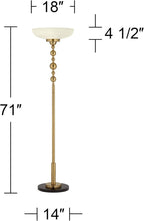 Possini Euro Design Summit Light Blaster Modern Torchiere Floor Lamp 71" Tall Warm Gold Metal Frosted White Glass Shade Decor for Living Room Reading Bedroom Bedside Office Family House Home