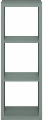 Furinno Cubicle Book Shelf, 3-Cube Thick Frame Bookshelf, Horizontally & Vertically Reversible Bookcase with Open Back, 14.6" x 15.9" x 44", for Living Room, Bedroom, Home Office, Sage Green
