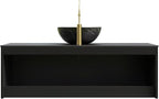 48 Inch Bathroom Vanity with Sink, Floating Fluted Vanity with Vessel Sink, Modern Wall Mounted Bathroom Vanity Cabinet with 2 Doors, Bowl Vessel Sink & Sintered Stone Top, Black