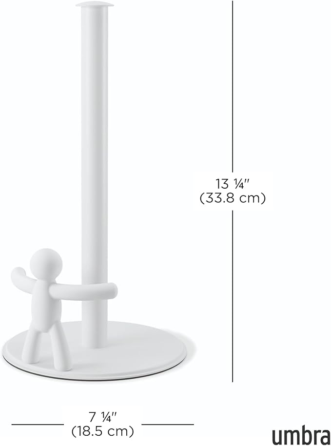 Umbra Buddy Paper Towel Holder Stand for Kitchen Countertop, Unique Dispenser, Standard, White