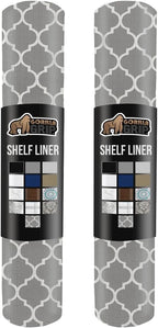 GORILLA GRIP Slip Resistant Drawer and Shelf Liner 2 Pack, Non Adhesive Water Resistant, Easy Clean and Trim, Smooth Surface Liners for Kitchen Cabinet Shelves Drawers Pantry 17.5IN x 20FT, White Gray
