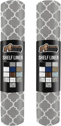 GORILLA GRIP Slip Resistant Drawer and Shelf Liner 2 Pack, Non Adhesive Water Resistant, Easy Clean and Trim, Smooth Surface Liners for Kitchen Cabinet Shelves Drawers Pantry 12 IN x 20 FT, White Gray