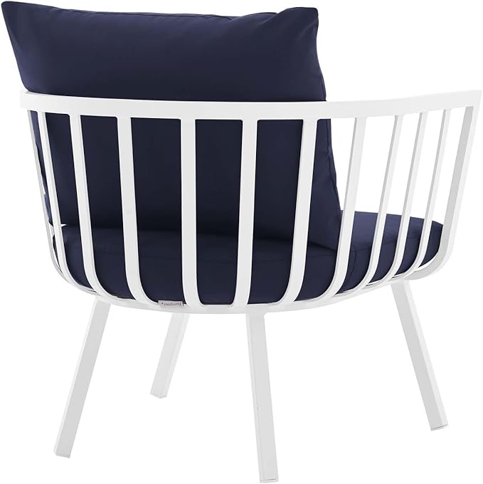 Modway Riverside Outdoor Furniture, Two Armchairs, White Navy