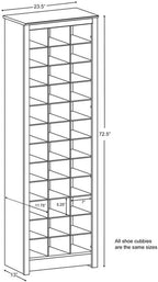 Prepac Gray Tall Storage Cabinet, Shoe Cabinet, Entryway Furniture with 36 Shoe Cubbies 13"D x 23.5" W x 72.5" H