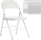 White Folding Chairs 20 Pack with Comfortable Cushion and Back, Portable & Foldable Indoor Outdoor Chairs with Durable Metal Frame for Office/Party/Events/Kitchen/Dinning/Wedding, 330lbs Capacity