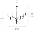 KICHLER Livadia 6-Light Chandelier, Soft Modern-Light in Black, for Foyer, Great Room, or Vaulted Dining or Bedroom (33.25" x 47.25"), 52674BK