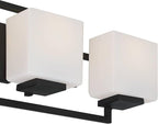 Possini Euro Design Modern Wall Light Black Hardwire 29" 4-Light Fixture Opal White Rectangular Geometric Glass Shade for Bedroom Bathroom Bedside Vanity Living Room Home Mirror Hallway Dining