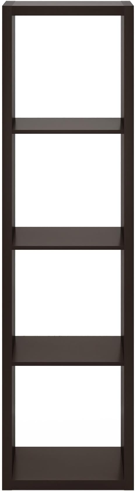 Furinno CUBICLE Book Shelf, 4-Cube Vertical Thick Frame Bookshelf, Horizontally & Vertically Reversible Bookcase with Open Back, 14.6 x 15.9 x 58, for Living Room, Bedroom, Home Office, Black Dark Oak