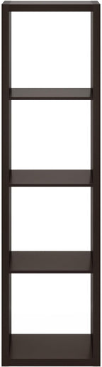 Furinno CUBICLE Book Shelf, 4-Cube Vertical Thick Frame Bookshelf, Horizontally & Vertically Reversible Bookcase with Open Back, 14.6 x 15.9 x 58, for Living Room, Bedroom, Home Office, Black Dark Oak
