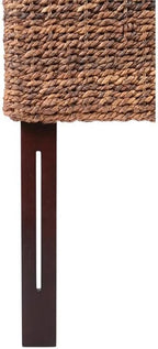 MAKLAINE 78.5" Banana Leaf Panel Headboard in Honey/Dark Brown