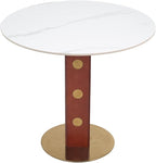 Sintered Stone Office Table and Chair Set - 33.5" Round Table for Small Offices (Red Leg and White Top, 1 Table and 2 Chairs)