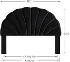 24KF Stunning Crown Design King Headboard, Upholstered Soft Velvet Petal Pattern Headboard King/CA King-Black